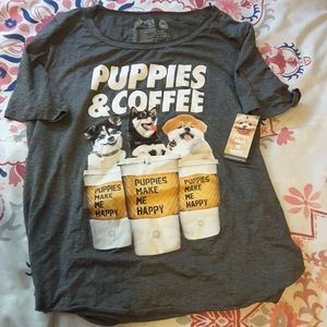 Womens puppies make me happy tee